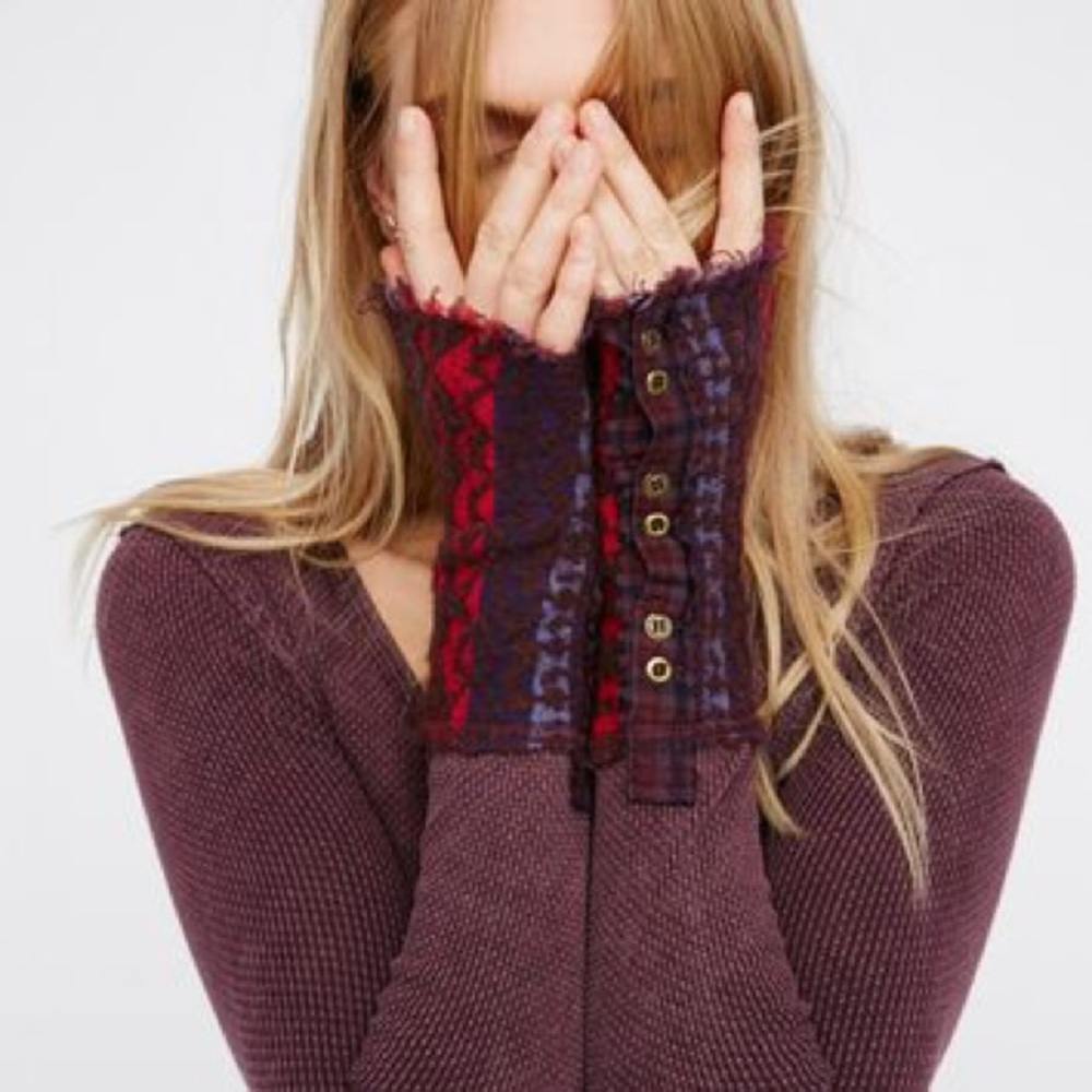 Burgundy Free People Art School Thermal Tee